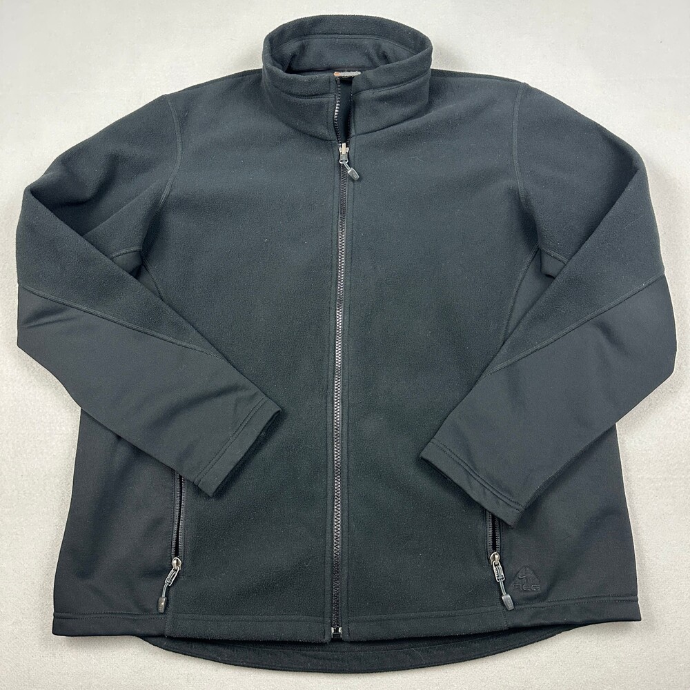 Nike ACG Jacket Men Extra Large Black Solid Full Zip Fit Therma Fleece Hiking XL